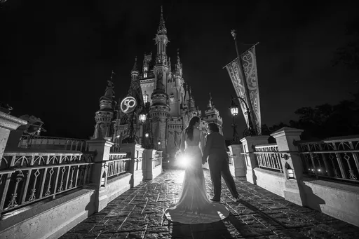 A black and white photo of Alexis and Christian